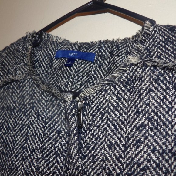Apt 9 Frayed Edge Kiss Of Wool Zippered Blazer Sz L - Picture 2 of 6